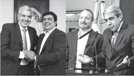  ?? FOTOS: ARCHIVO LA NUEVA. ?? Domínguez-Espinoza y Fernández-Sabbatella,
las dos fórmulas bonaerense­s que presentará el FpV el 9 de agosto.