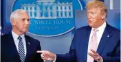  ?? PTI ?? President Donald Trump speaks about the Coronaviru­s in the James Brady Press Briefing Room of the White House, Wednesday in Washington, as Vice President Mike Pence listens