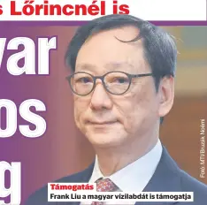  ?? ?? Támogatás
Frank Liu a magyar vízilabdát is támogatja