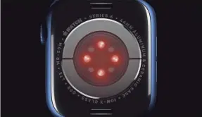  ?? APPLE ?? Apple Watch Series 6 includes an SpO2 sensor.