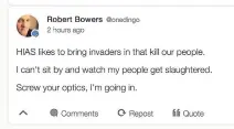  ?? ASSOCIATED PRESS ?? This image of an archived web page from the social media website Gab was posted Saturday by Pittsburgh synagogue shooting suspect Robert Bowers.