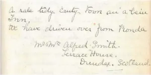  ??  ?? A message in an old Spanish visitors’ book from a Dundee couple. Can anyone shed any light on who they were? See item above.
If you have a story for Craigie email: craigie@ thecourier.co.uk