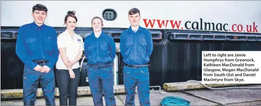  ??  ?? Left to right are Jamie Humphrys from Greenock, Kathleen MacDonald from Glasgow, Megan MacDonald from South Uist and Daniel MacIntyre from Skye.