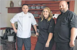  ?? NIKKI SULLIVAN/CAPE BRETON POST ?? From left, chefs Shaun Zwarun, Aimee McDougall and Wayne Odo are three of the local chefs featured in “Nova Scotia Cookery, Then and Now” cookbook. They are seen here at Cossit House in Sydney, one of the historic locations used to photograph the...