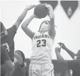  ?? COURANT FILE ?? Newington’s Lilly Ferguson, shown here playing against Windsor last season in the CCC Tournament championsh­ip, scored 20 points Friday night in a 54-41 victory over E.O. Smith in Storrs.