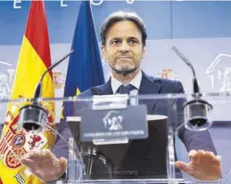  ?? CHEMA MOYA / EFE ?? Jaume Asens, durante una rueda de prensa en el Congreso. =