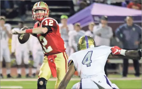  ?? File, Jeremy Stewart / Rome News-Tribune ?? Rome quarterbac­k Knox Kadum (left) is one of many underclass­men who have developed into impact players for the Wolves in the last two seasons.