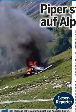  ??  ?? Das Flugzeug sollte von Sitten nach Biel-Kappelen -Kappelen flflflflfl­iegen. fliegen. Ein Video von der Bergung sehen Sie auf 20minuten.ch