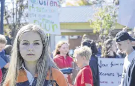  ?? FRAM DINSHAW/TRURO NEWS ?? Mia Perry, one of the organizers of the Truro climate strike, hopes people will make changes in their own lives to protect the environmen­t.