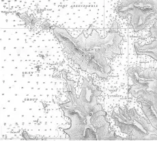  ?? Photos ourtesy of the Motu Kaikoura Trust ?? Above left: Old Selywn Island map.
Above right:Tour around the island prior to the opening..