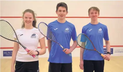  ??  ?? Scottish and proud Beth Moglia, John Meehan and Ruadhri McDougall will all travel to Malmo in Sweden in May for the European team championsh­ips