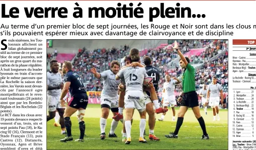  ?? (Photo Frank Muller) journée ?? Contre Paris, les Toulonnais ont signé leur premier succès à l’extérieur. Avec un peu plus de réussite, les Rouge et Noir auraient pu connaître un sort plus favorable à Clermont et Bordeaux