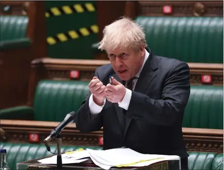  ??  ?? Speaking at PMQS, Boris Johnson said he moved ‘heaven and Earth’ and did ‘everything I possibly could to secure ventilator­s’ for people