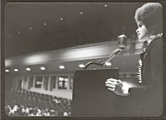  ?? CLEAVER COURTESY OF KATHLEEN ?? As a member of the Black Panther Party for Self Defense, Kathleen Cleaver was an in-demand speaker at a time when the nation was roiled by segregatio­n and opposition to the Vietnam War.