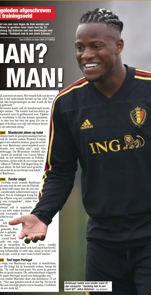  ?? Foto ISOSPORT ?? Batshuayi raakte veel sneller weer fit dan verwacht. “Gelukkig heb ik een sterk lijf”, aldus Batsman.