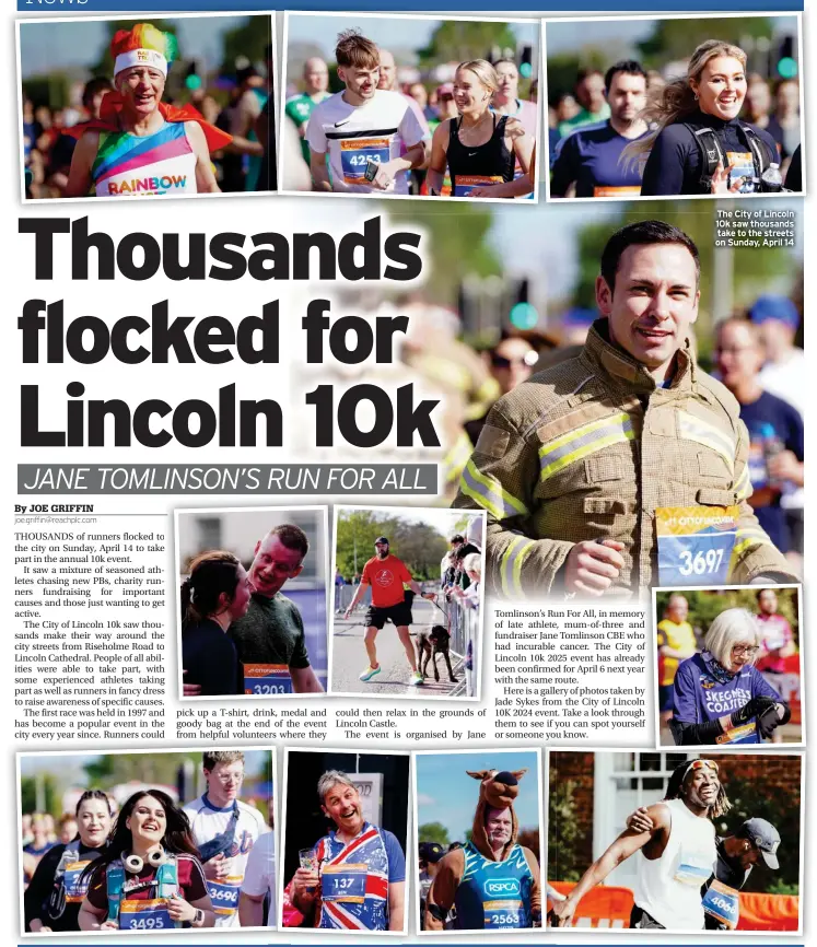  ?? ?? The City of Lincoln 10k saw thousands take to the streets on Sunday, April 14