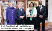  ??  ?? Irish President Michael D Higgins on his official visit to Birmingham