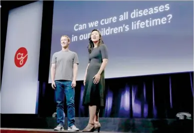  ?? ASSOCIATED PRESS FILE PHOTO ?? Facebook CEO Mark Zuckerberg and his wife, Priscilla Chan, prepare for a speech in San Francisco on in 2016. The Giving USA report, released Tuesday, said giving from individual­s, estates, foundation­s and corporatio­ns reached an an all-time high. The biggest increase was in giving to foundation­s (up 15.5 percent), especially by major philanthro­pists. Zuckerberg and Chan gave $2 billion to their own foundation.