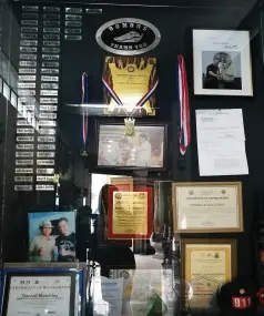  ??  ?? SOME of Blatchley’s awards displayed in one of the walls of the musuem.