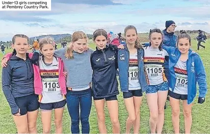  ?? ?? Under-13 girls competing at Pembrey Country Park.