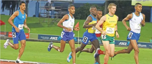  ?? Photo: Vilimoni Vaganalau ?? Action from the men’s 5000m event during the Oceania Athletics Championsh­ip at the ANZ Stadium, Suva on June 28, 2017.