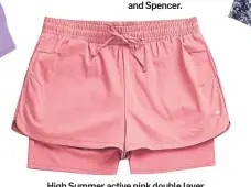  ?? ?? High Summer active pink double layer running shorts, £16, Tu.