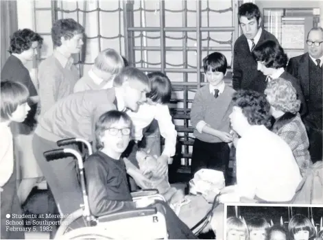  ??  ?? Students at Merefield School in Southport on February 5, 1982