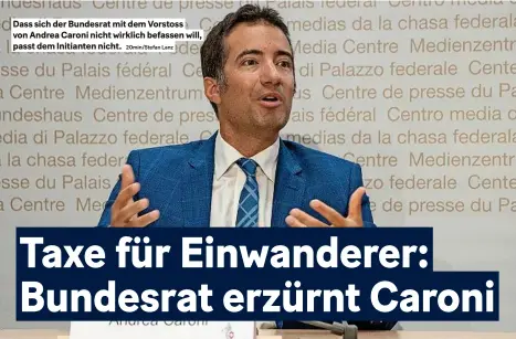  ?? 20min/stefan Lanz ?? Dass sich der Bundesrat mit dem Vorstoss von Andrea caroni nicht wirklich befassen will, passt dem initianten nicht.