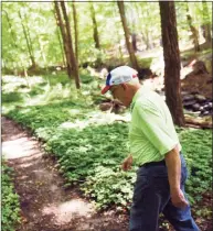  ?? Tyler Sizemore / Hearst Conn. Media ?? Land Conservati­on Trust President Harry Day shows a new parcel of land poised to be acquired by SLCT in Stamford last week.