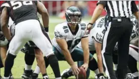  ?? THE ASSOCIATED PRESS FILE ?? Former Eagles long snapper Jon Dorenbos, center in this file photo, was diagnosed with an aortic aneurysm after a routine physical by the New Orleans Saints. Dorenbos had been traded to the Saints for a seventh-round draft choice, but coach Sean Payton...