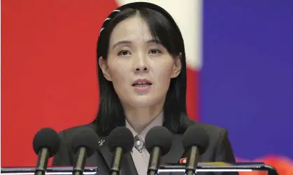  ?? Photograph:朝鮮通信社/AP ?? Kim Yo-jong, sister of North Korean leader Kim Jong-un, has warned the US that its military drills could spark more launches.