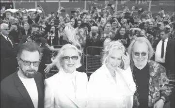  ?? ?? From left are Bjorn Ulvaeus, Anni-Frid Lyngstad, Agnetha Faltskog and Benny Andersson. (Reuters photo)
