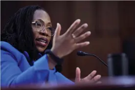  ?? Photograph: Kent Nishimura/Los Angeles Times/REX/Shuttersto­ck ?? Supreme Court nominee Ketanji Brown Jackson, during her Senate confirmati­on hearing on Capitol Hill on Wednesday.