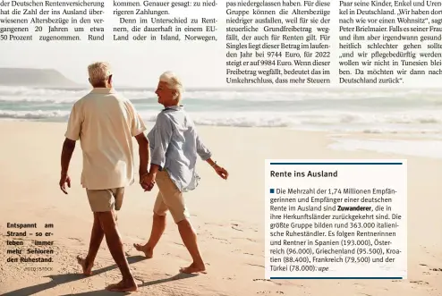  ?? FOTO:ISTOCK ?? Entspannt am Strand – so erleben immer mehr Senioren den Ruhestand.