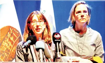  ??  ?? Director Zeva Oelbaum of ‘’Letters from Baghdad,’’ a documentar­y about Gertrude Bell, speaks to people at the National Theatre of Baghdad. — Reuters photo