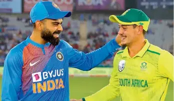  ??  ?? India captain Virat Kohli (left) and his South African counterpar­t Quinton de Kock in this file photo.