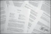  ?? AP/JON ELSWICK ?? A letter from White House counsel Pat Cipollone is photograph­ed Tuesday in Washington. More photos are available at arkansason­line.com/109stateme­nt