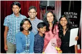  ??  ?? Shared joy: Charulatha with her family at the Gratiaen ceremony.
Pic by Indika Handuwala