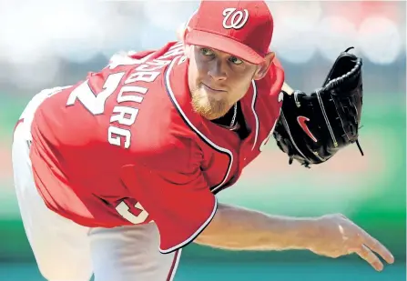  ?? GREG FIUME/GETTY IMAGES ?? Washington Nationals’ ace Stephen Strasburg pitches against the Miami Marlins at Nationals Park on Aug. 5, 2012.