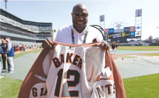  ??  ?? ERIC RISBERG/ AP After feeling unapprecia­ted inWashingt­on, former manager Dusty Baker says he would represent the Giants if elected to the Hall of Fame.