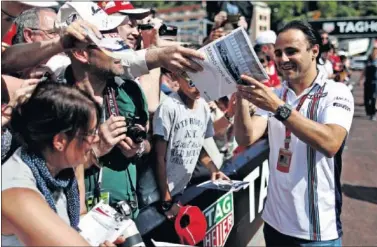  ??  ?? ÚLTIMAS CARRERAS. Felipe Massa dejará la Fórmula 1 al finalizar la presente temporada.