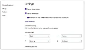  ??  ?? Navigate the web as you would using a touchscree­n device with the Mouse Gestures tool