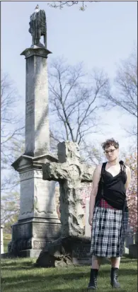  ?? (Invision/AP/Christophe­r Smith) ?? Writer-director Jane Schoenbrun poses for a portrait at Greenwood Cemetery in New York.