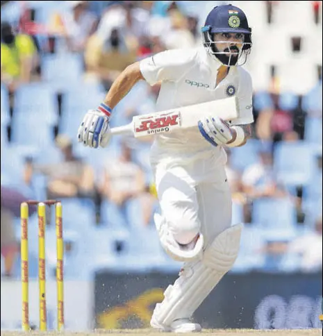  ?? AFP ?? India captain Virat Kohli held fort at the Supersport Park and was unbeaten on 85 at stumps on Day Two.