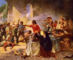  ?? Library of Congress ?? Battle of the Alamo. Artist Percy Moran, 1862-1935.