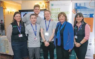  ??  ?? Staff and students from the West Highland College UHI marine and coastal tourism with guest speaker at the conference, MSP Fiona Hyslop.
