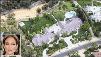  ??  ?? J-Lo’s paradise: Lush lawns and a full swimming pool at Jennifer Lopez’s home