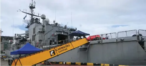  ?? ?? French Navy ship F734 Vendemiair­e at the Port of Suva on May 12, 2022.