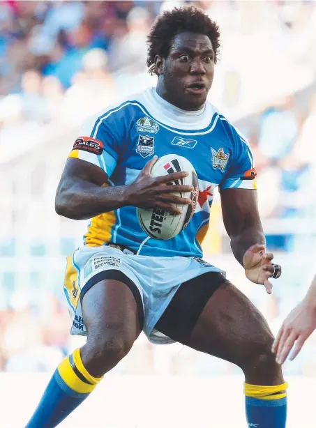  ??  ?? Former Titans back-rower Selasi Berdie in action against Wests Tigers at Robina in 2008.