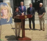  ?? ?? From left, Roseann DeRosa, state Rep. Chris Quinn, District Attorney Jack Stollsteim­er, Jonh DeRosa